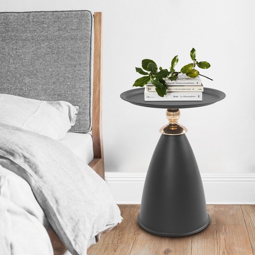 Black small round side table - small,