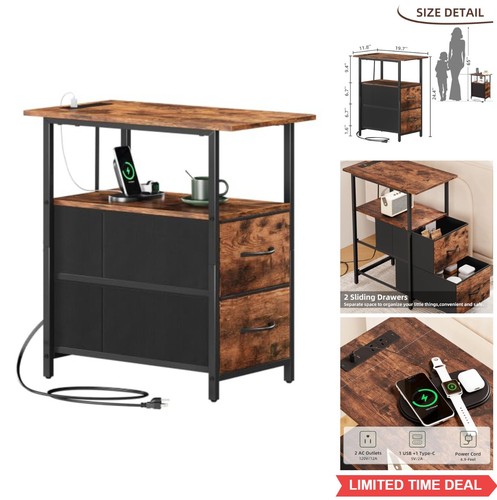Narrow end table with charging - narrow,